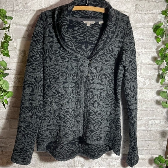 ROYAL Robbins Autumn Rose Cardigan Women’s Sz S Dark Gray & Black Jacquard - Picture 1 of 11